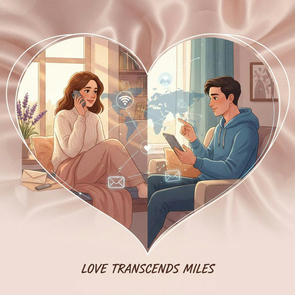 Beautiful illustration for long distance relationship depression