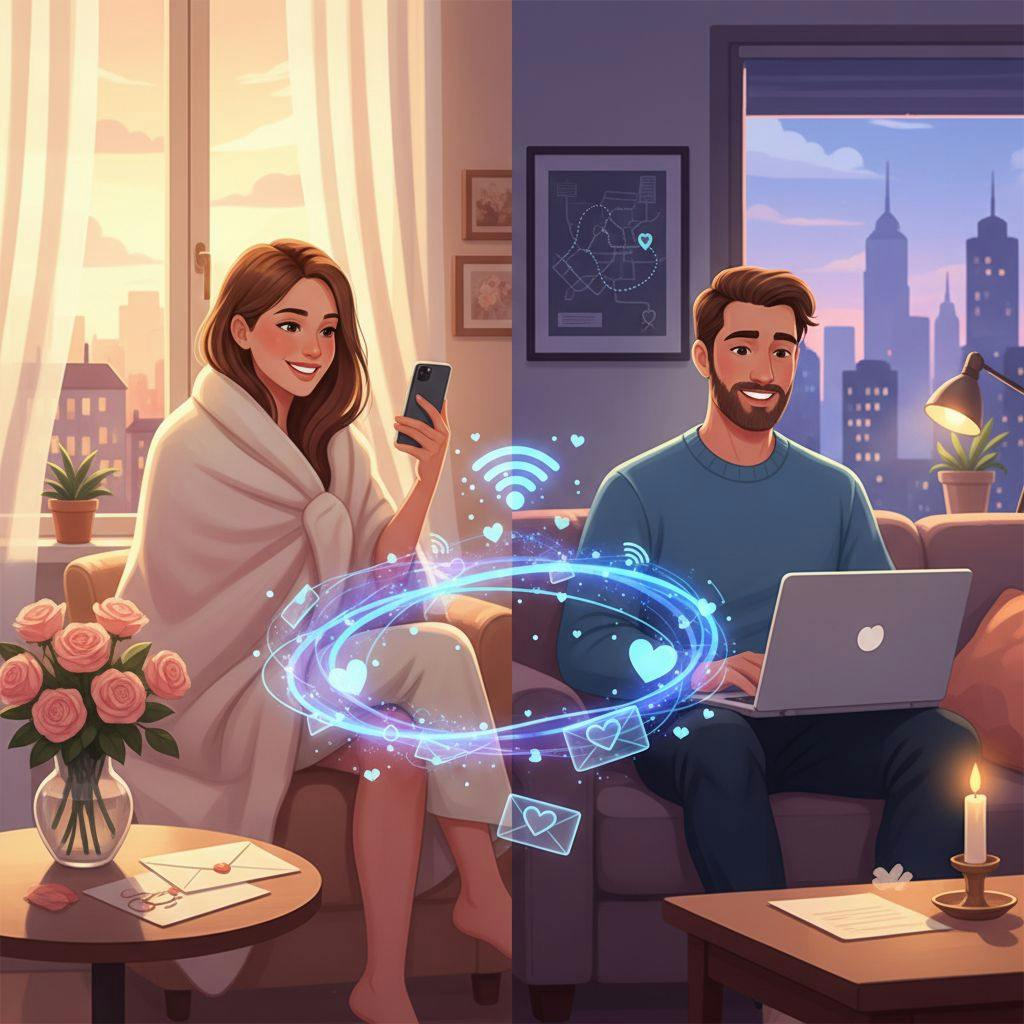 Beautiful illustration for long distance relationship drawing