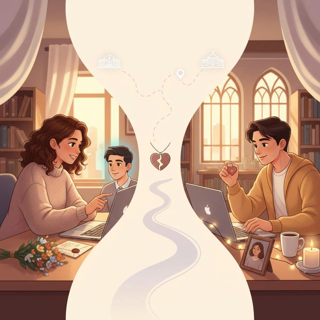Beautiful illustration for long distance relationship in college