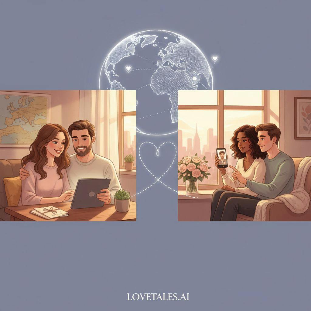 Beautiful illustration for long distance relationship meaning