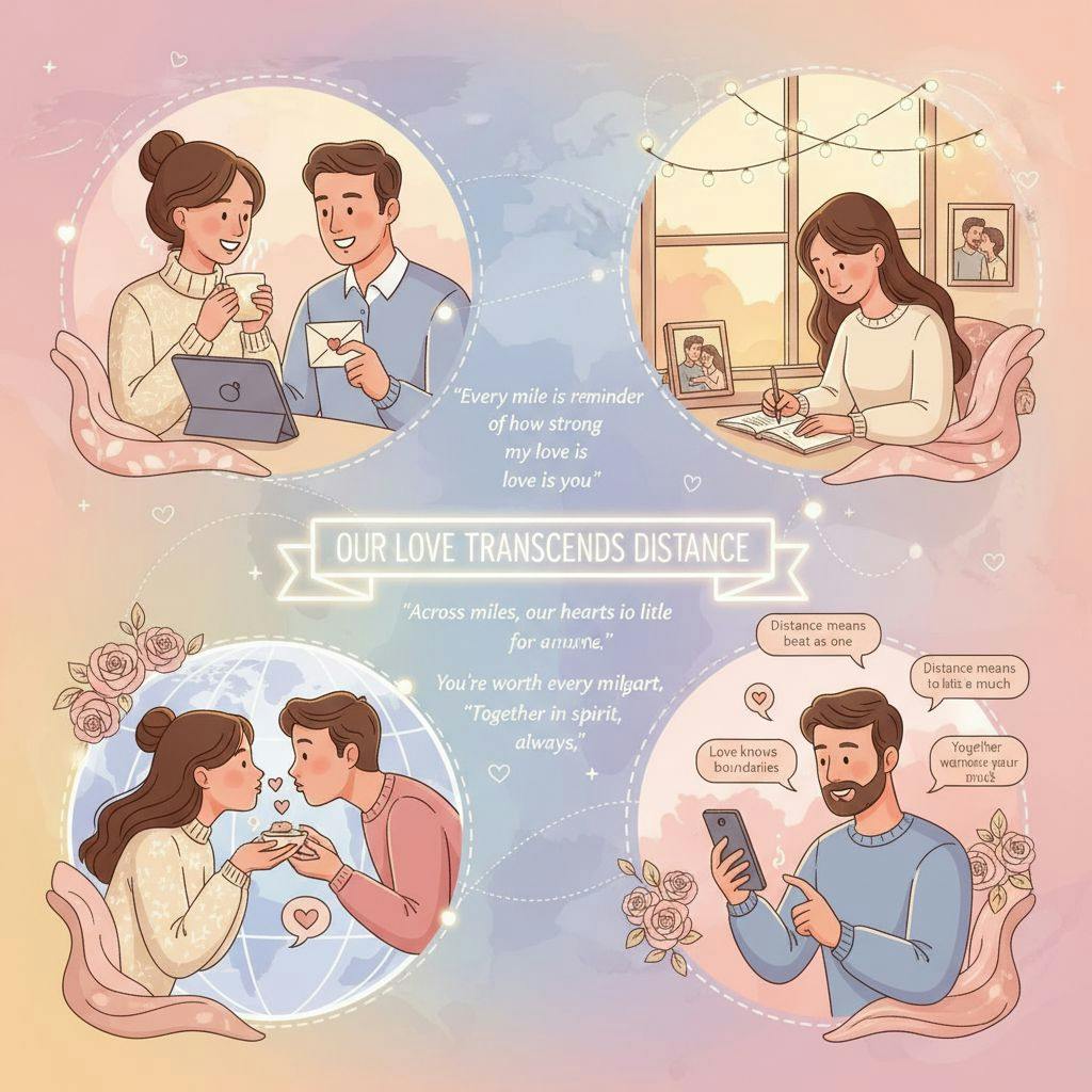 Beautiful illustration for long distance relationship love quotes