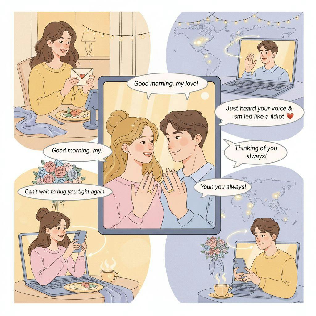 Beautiful illustration for long distance relationship messages