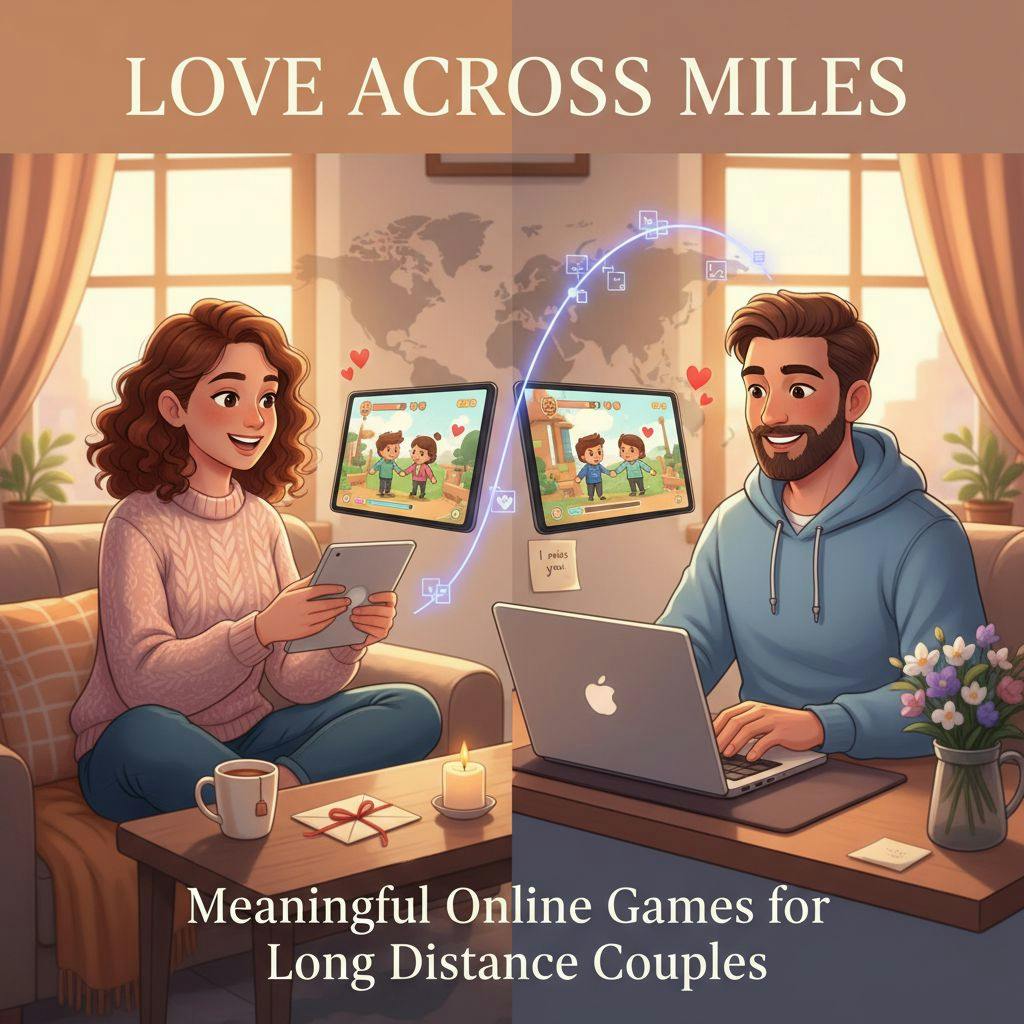 Beautiful illustration for long distance relationship online games