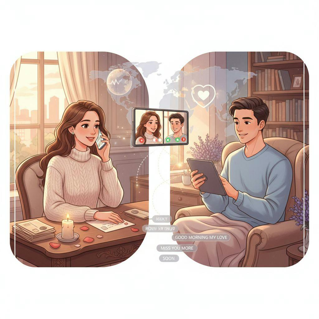 Beautiful illustration for long distance relationship problems