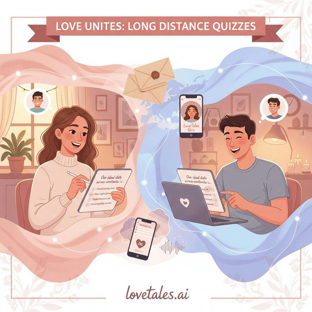 Beautiful illustration for long distance relationship quizzes