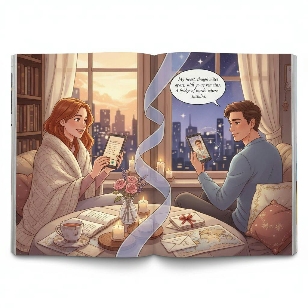 Beautiful illustration for long distance relationship poems