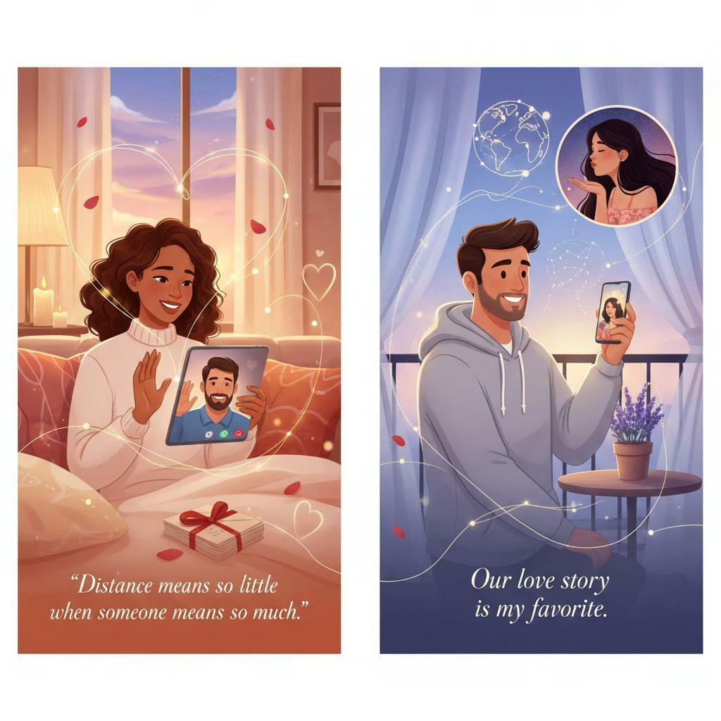 Beautiful illustration for long distance relationship quotes