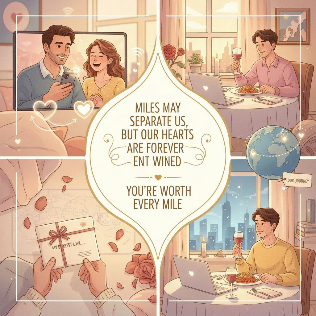 Beautiful illustration for long distance relationship quotes for him