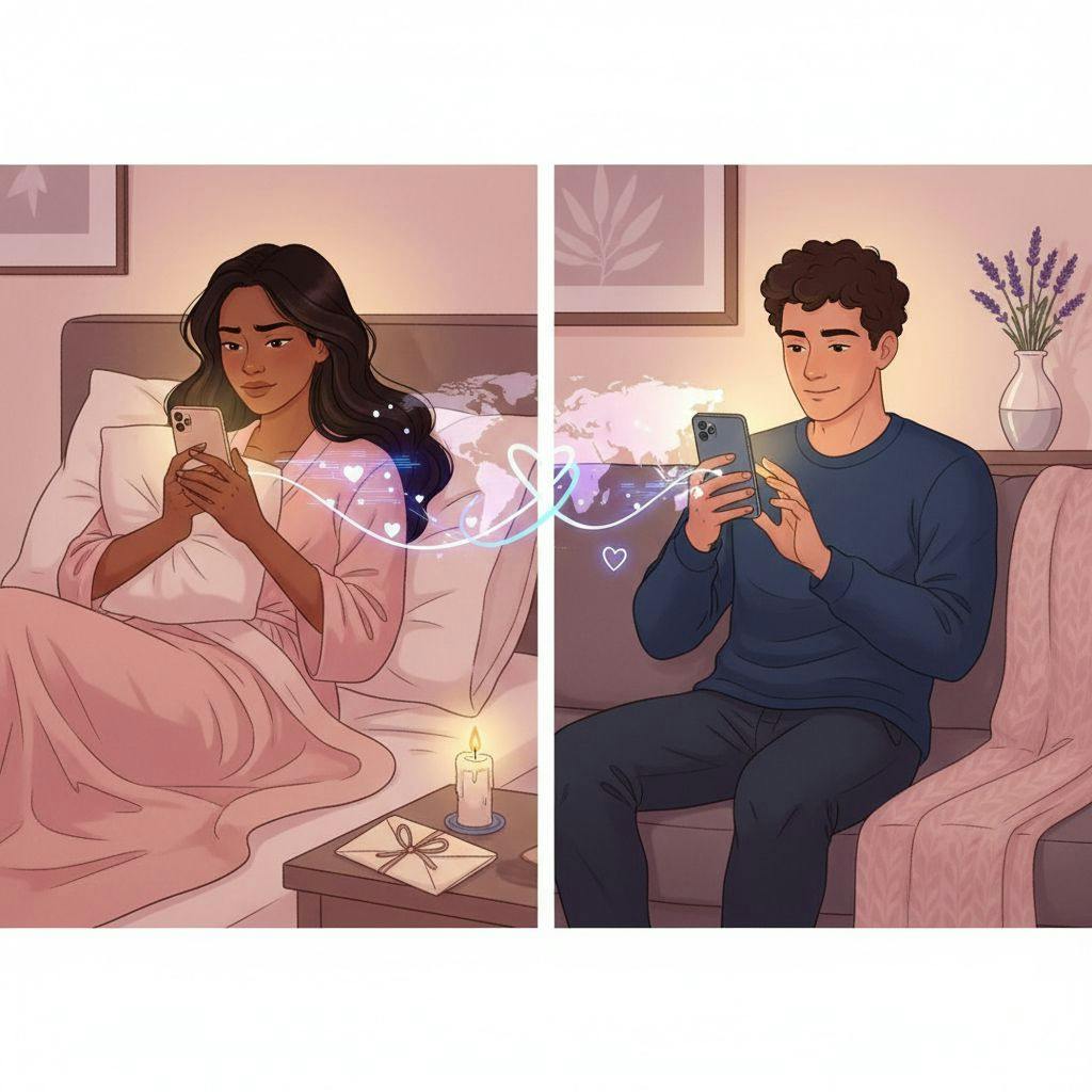 Beautiful illustration for long-distance relationship sexually frustrated
