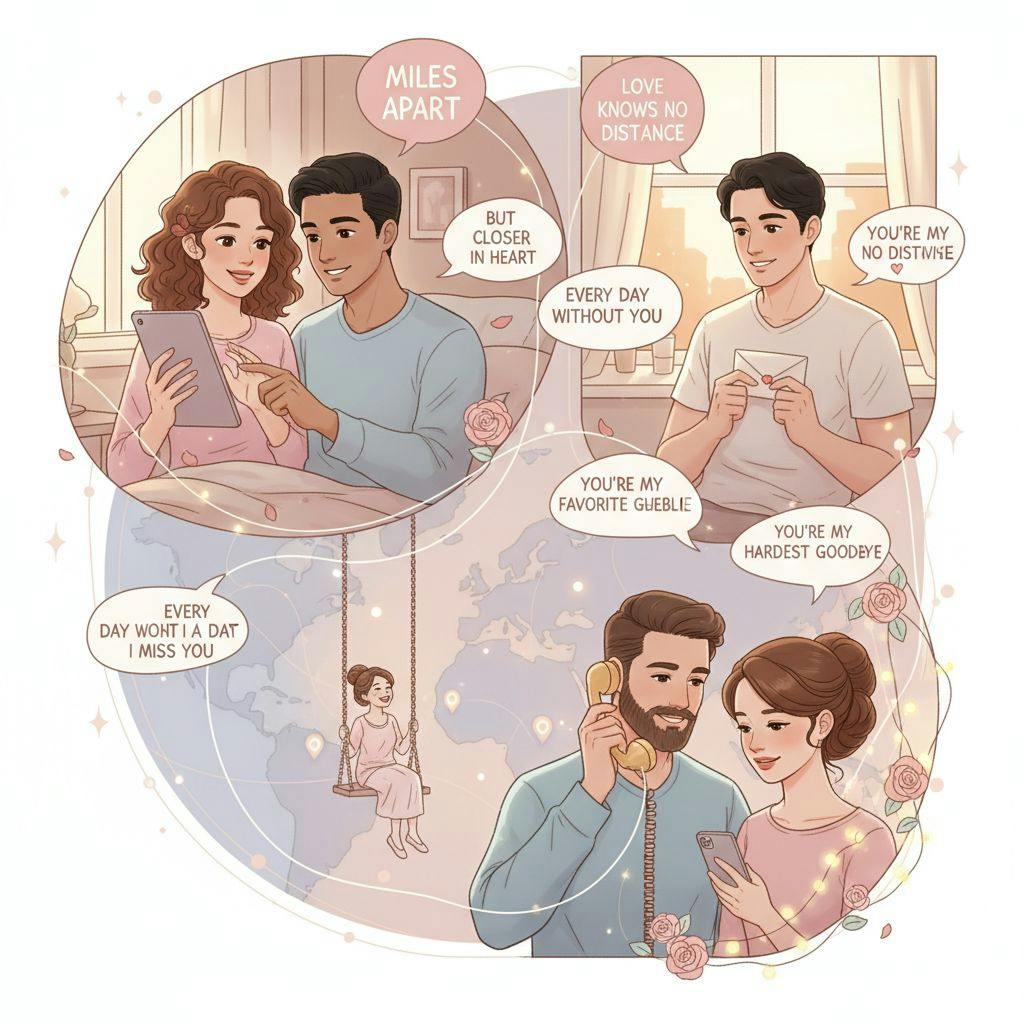 Beautiful illustration for miss you couple long distance relationship quotes