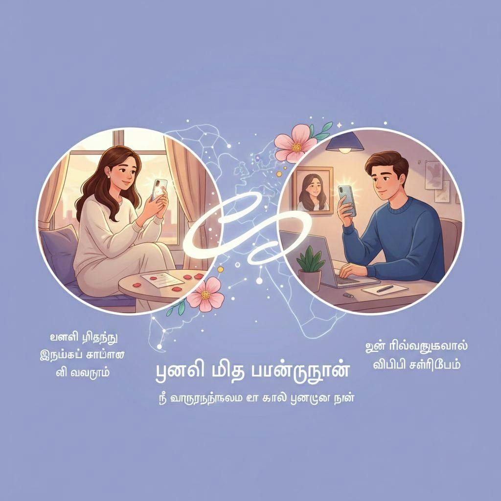 Beautiful illustration for miss you long distance relationship quotes in tamil