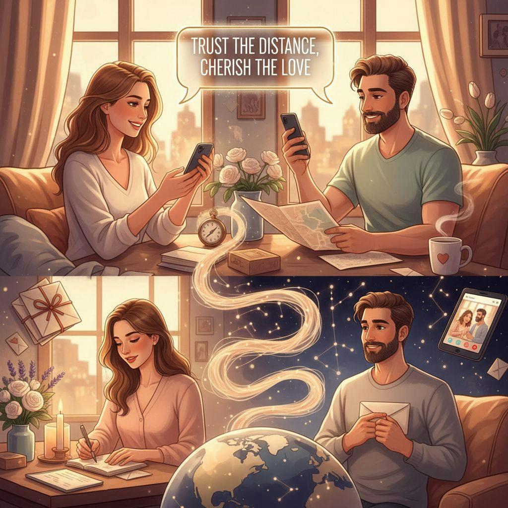 Beautiful illustration for trust long distance relationship quotes