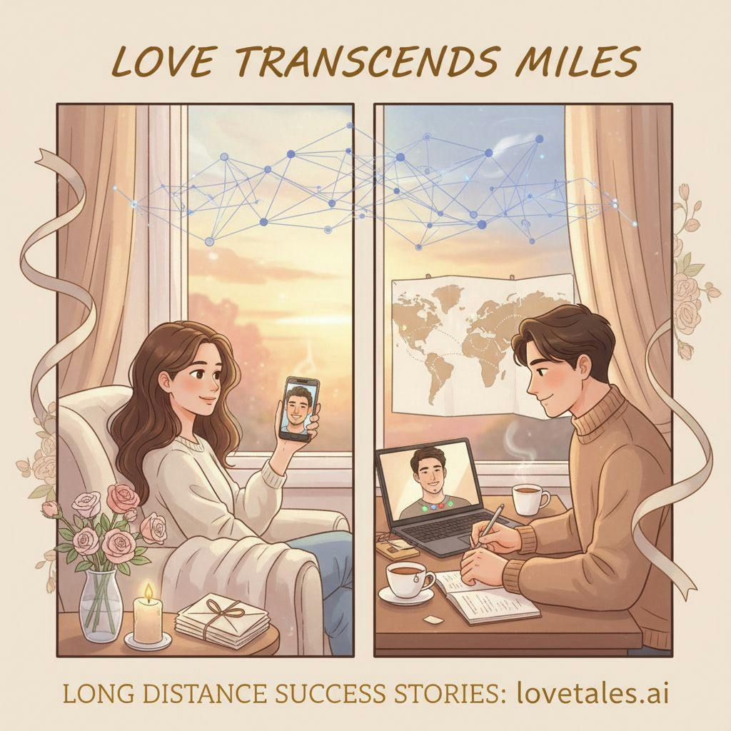 Beautiful illustration for long distance relationship success rate
