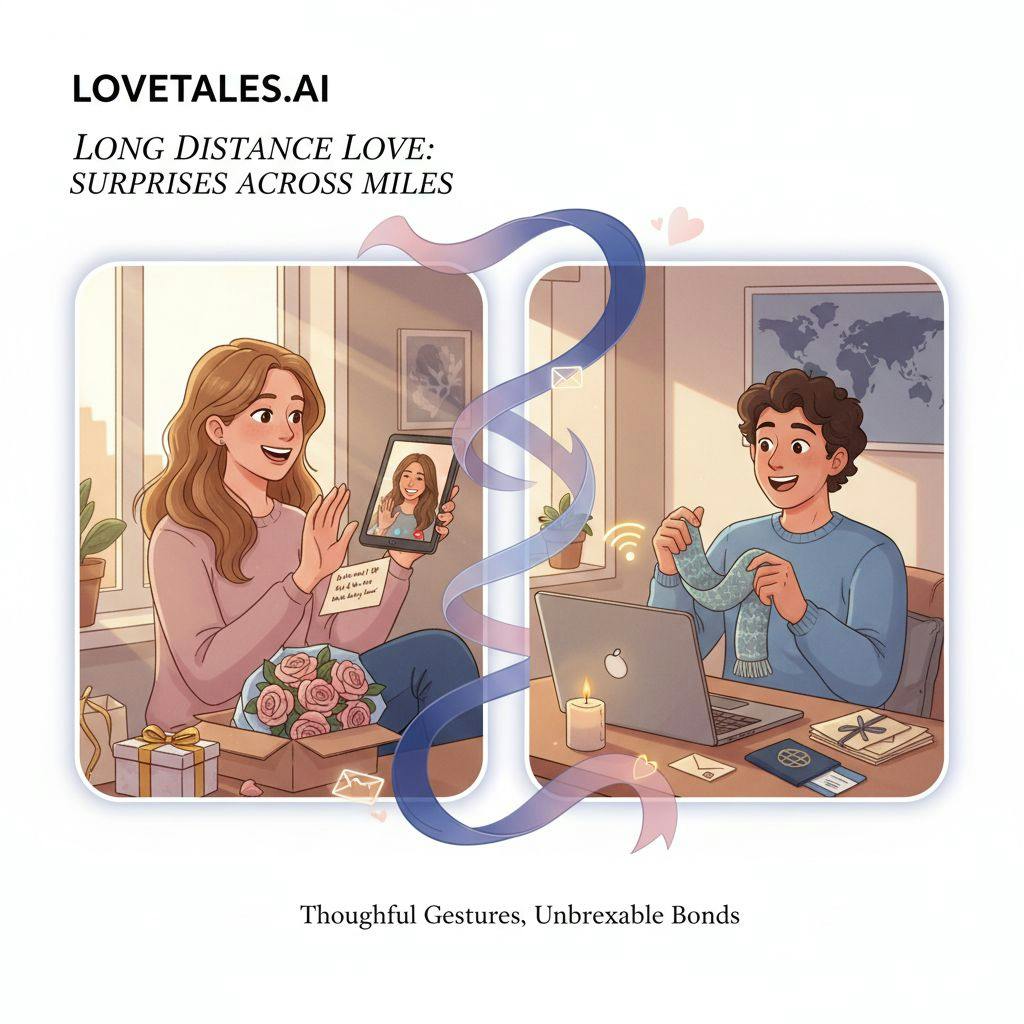 Beautiful illustration for long distance relationship surprises
