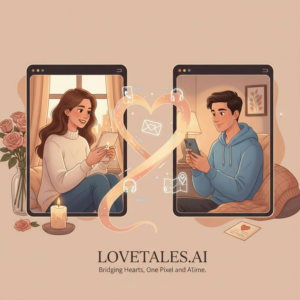 Beautiful illustration for long distance relationship tech