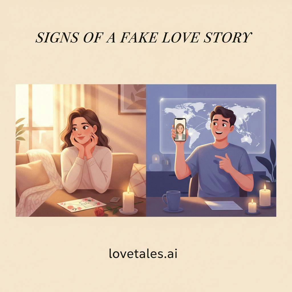 Beautiful illustration for signs of a fake long distance relationship
