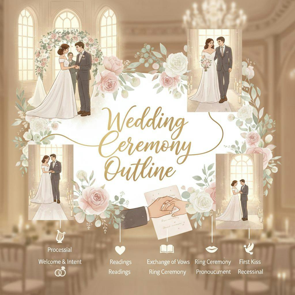 Beautiful illustration for wedding ceremony outline