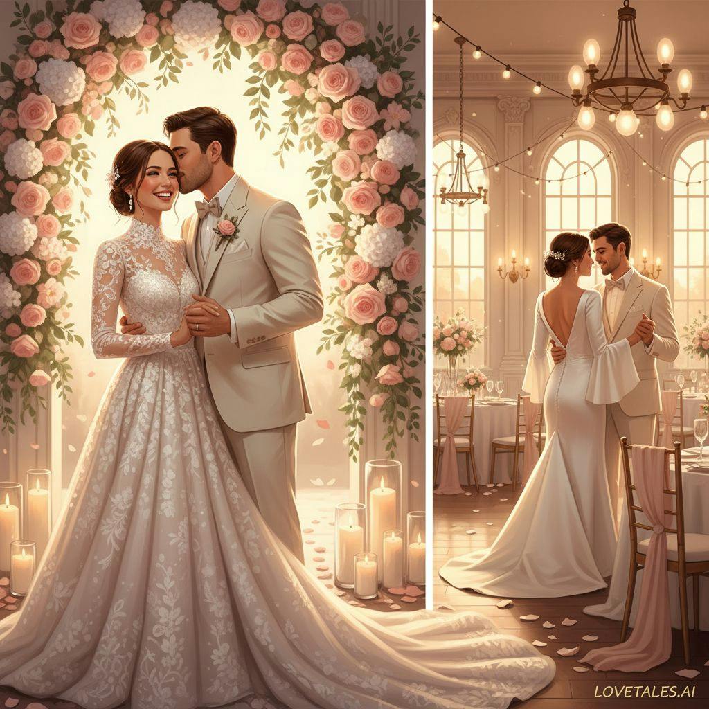 Beautiful illustration for long sleeve wedding dresses