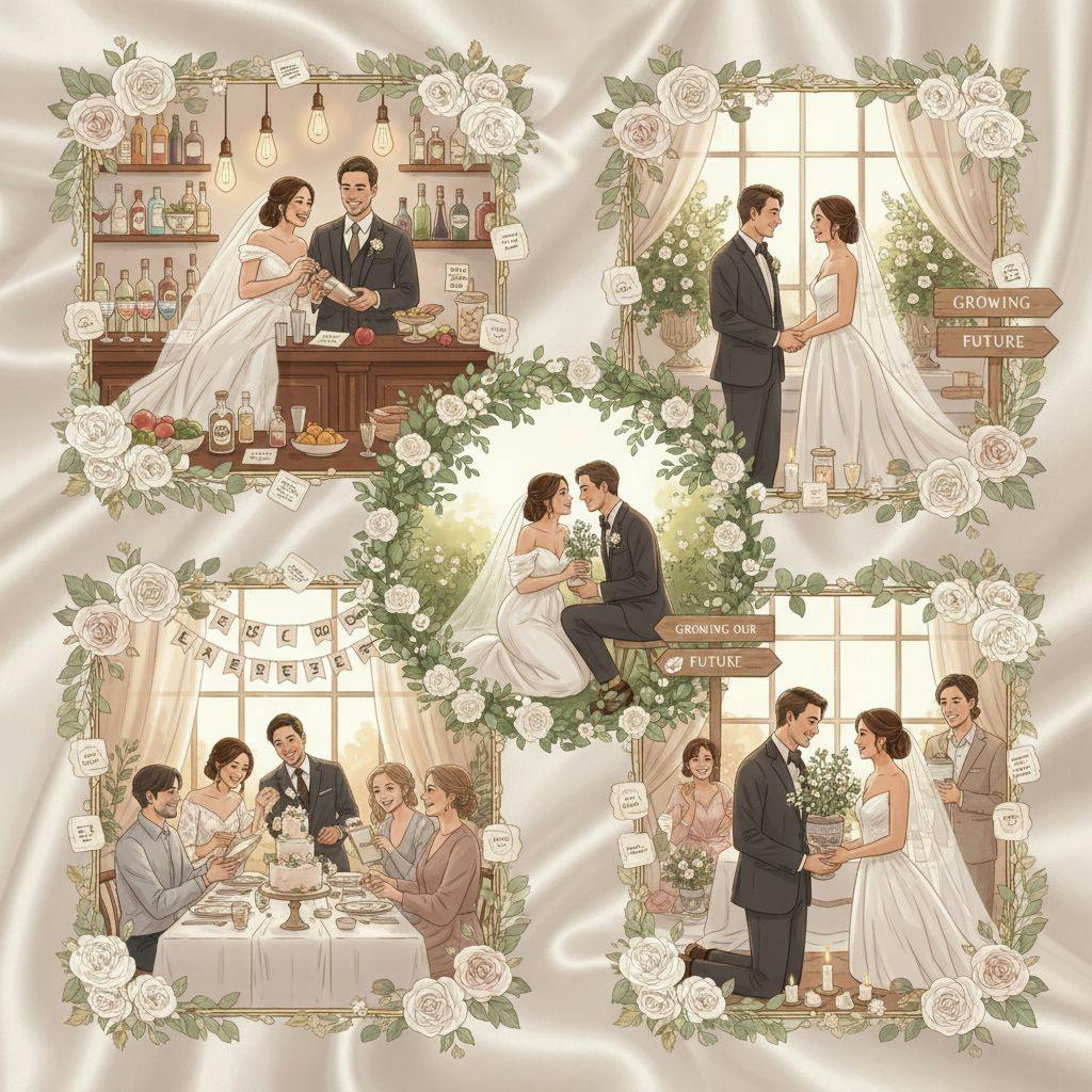 Beautiful illustration for unique bridal shower ideas