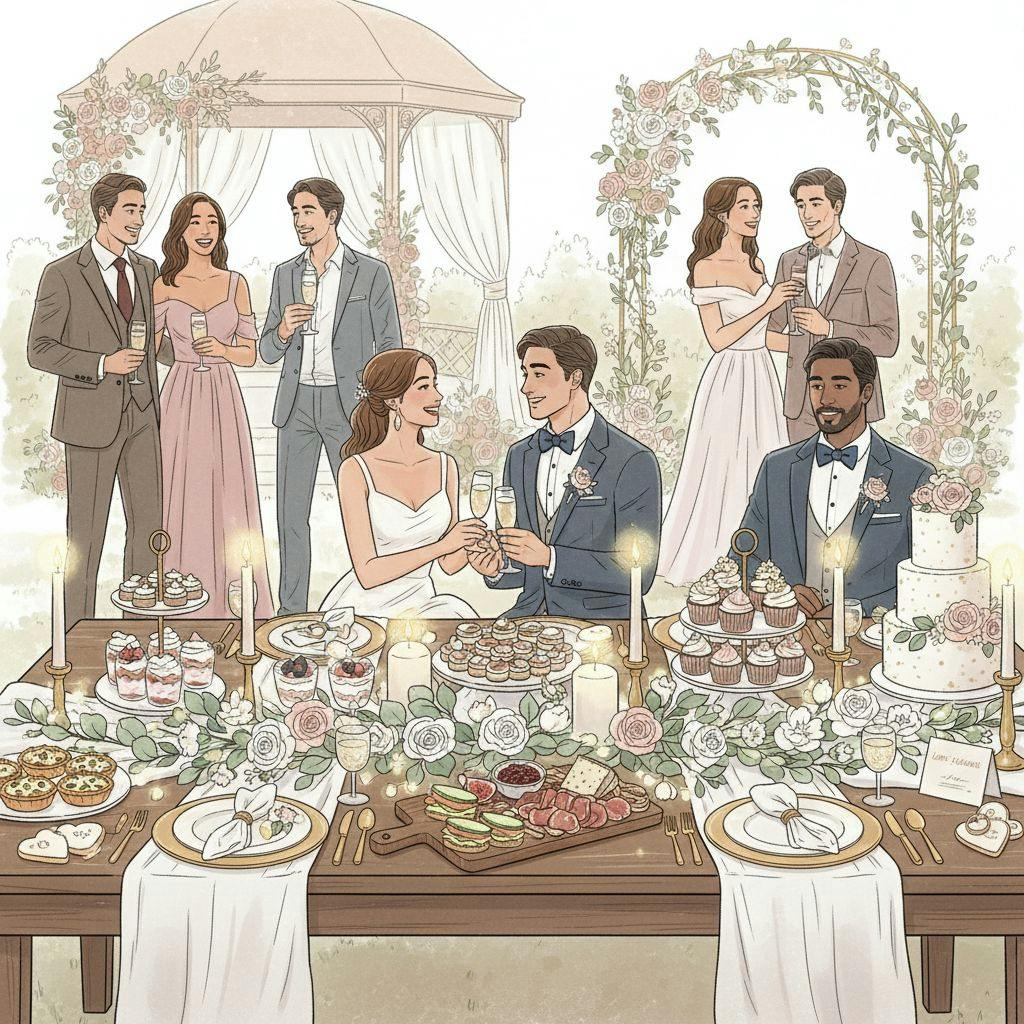 Beautiful illustration for bridal shower food ideas