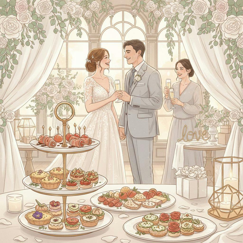 Beautiful illustration for bridal shower finger food ideas