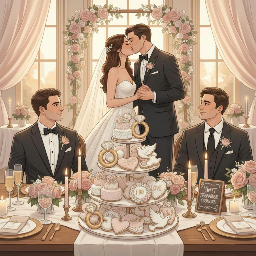 Beautiful illustration for bridal shower cookie ideas