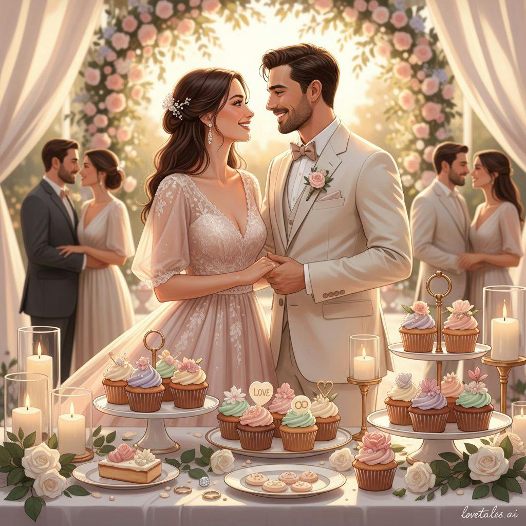 Beautiful illustration for bridal shower cupcake ideas