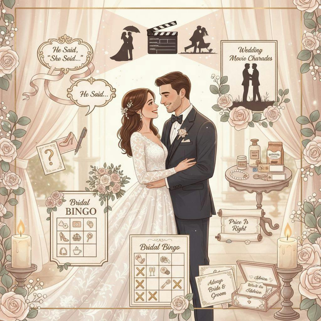 Beautiful illustration for bridal shower game ideas