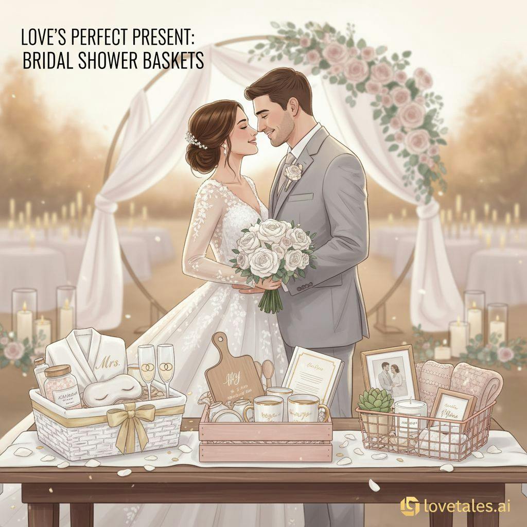 Beautiful illustration for bridal shower gift basket ideas