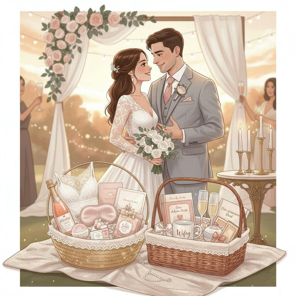 Beautiful illustration for bridal shower basket ideas