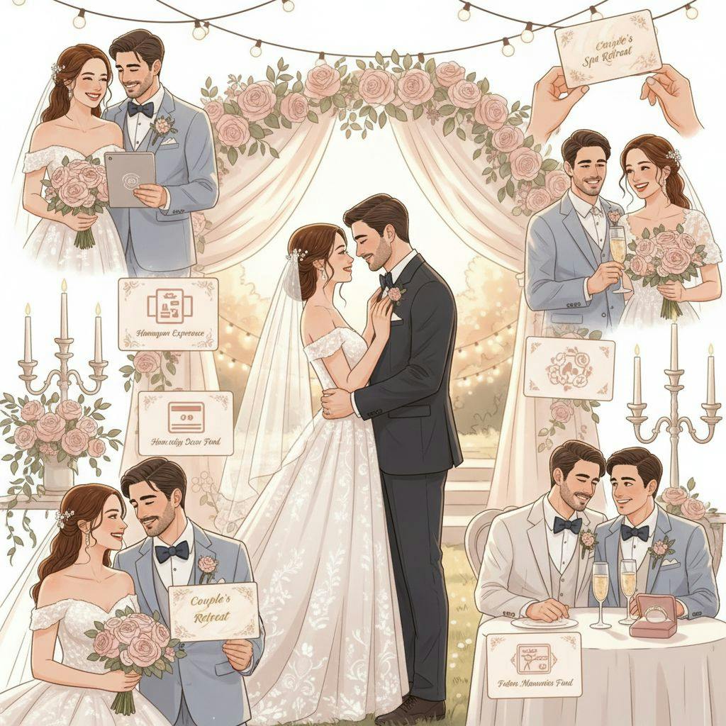 Beautiful illustration for bridal shower gift card ideas