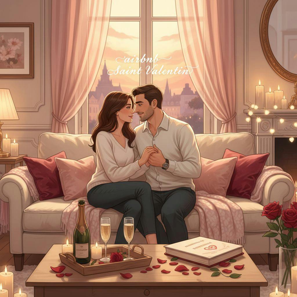 Belle illustration pour airbnb saint valentin