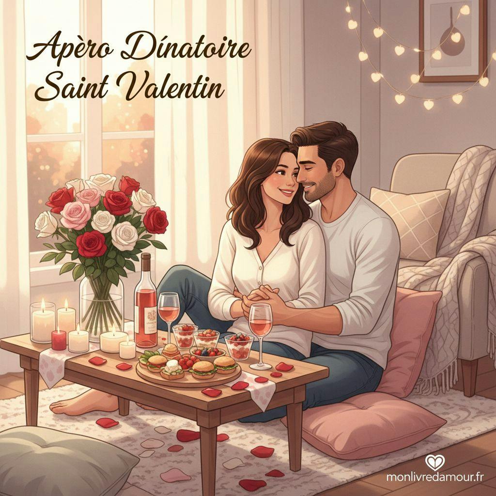 Belle illustration pour apero dinatoire saint valentin