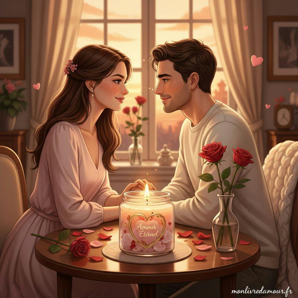 Belle illustration pour bougie saint valentin