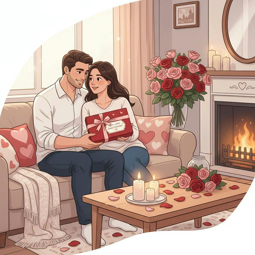 Belle illustration pour boite cadeau saint valentin