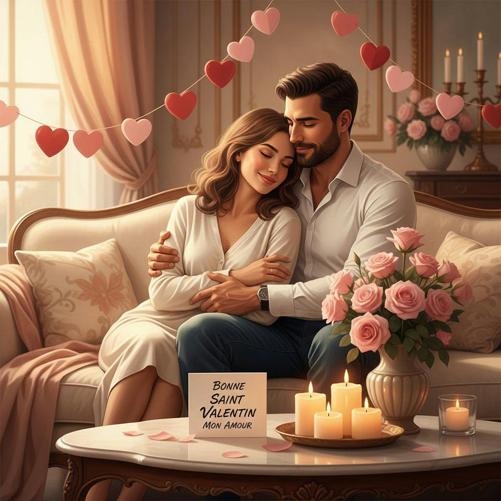 Belle illustration pour bonne saint valentin mon amour