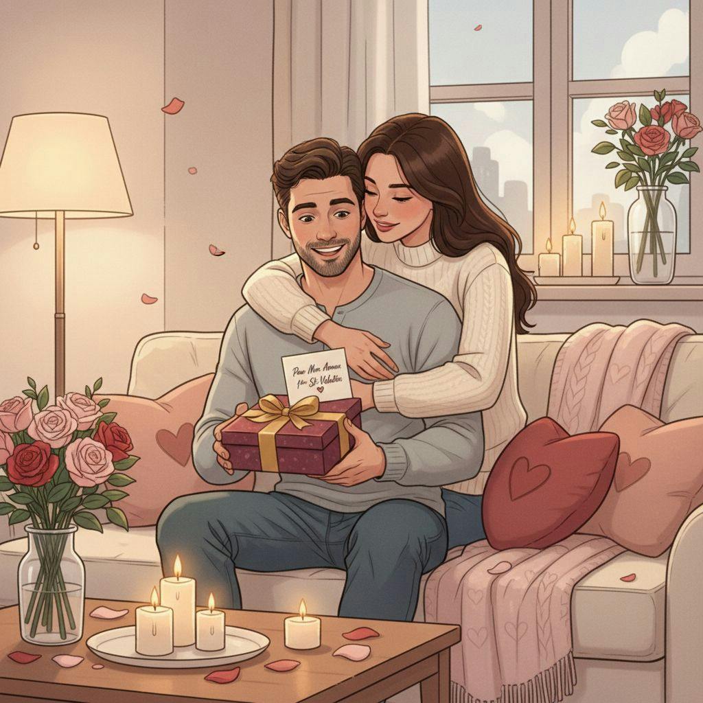 Belle illustration pour cadeau 1ere saint-valentin homme