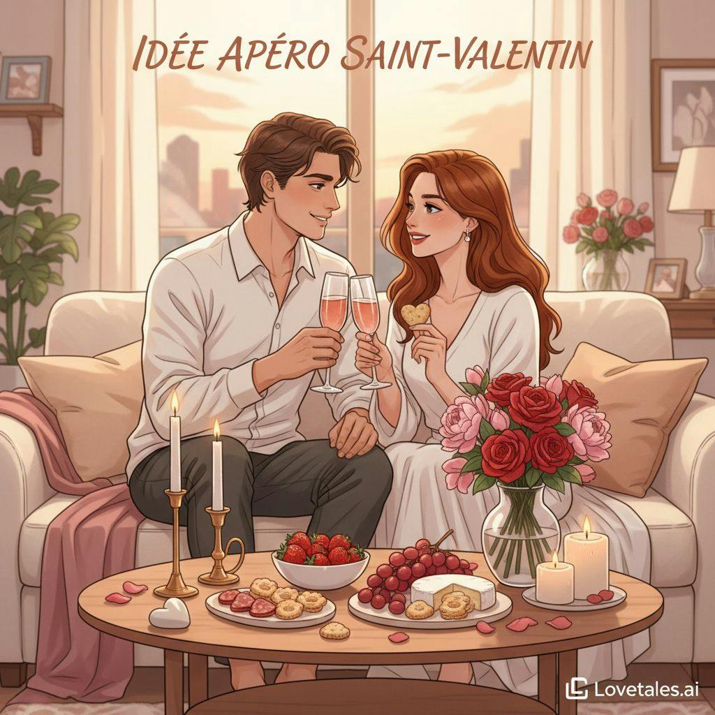 Belle illustration pour idée apéro saint valentin