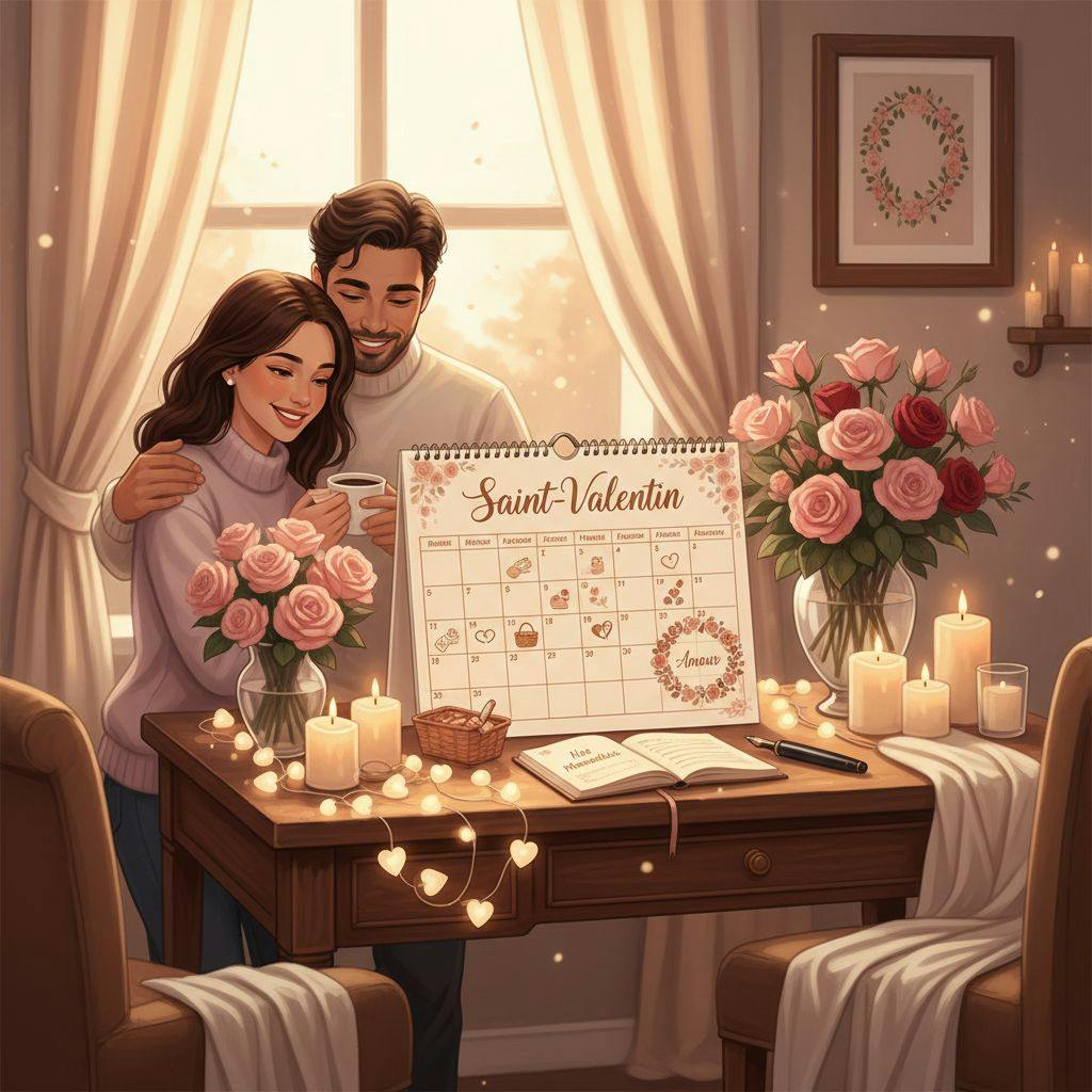 Belle illustration pour calendrier saint valentin