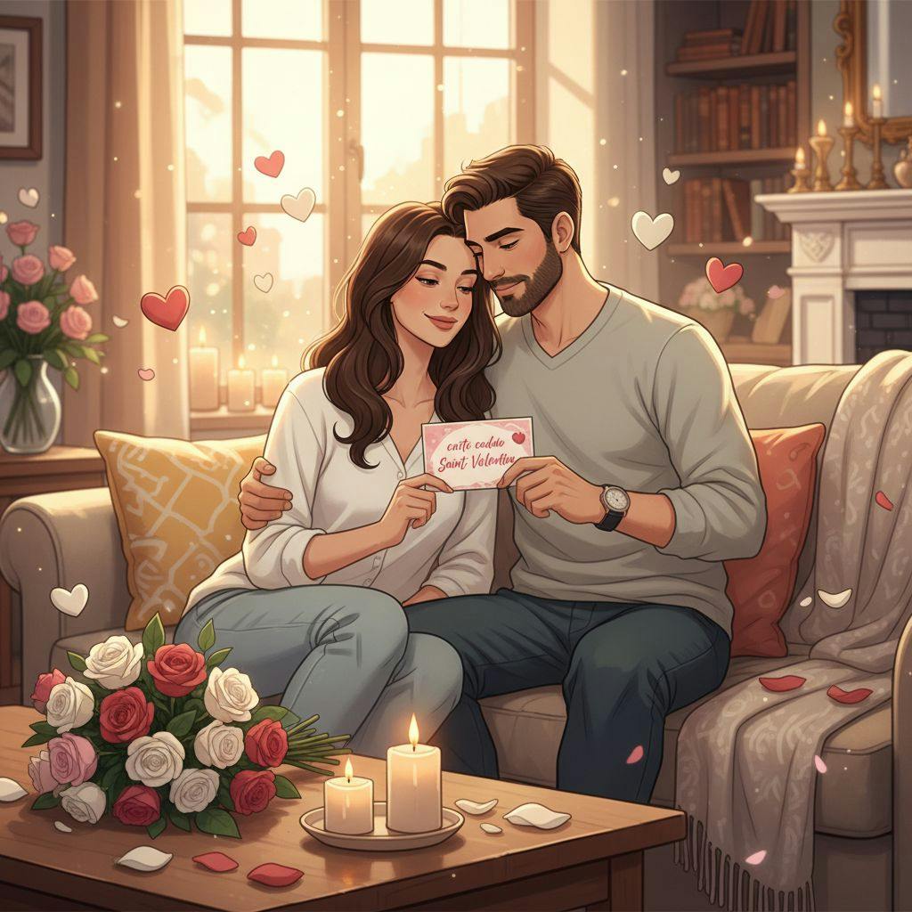 Belle illustration pour carte cadeau saint valentin