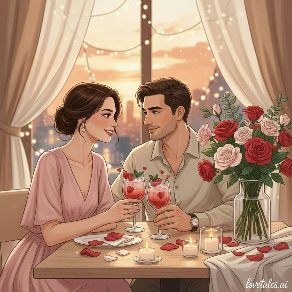 Belle illustration pour cocktail saint valentin