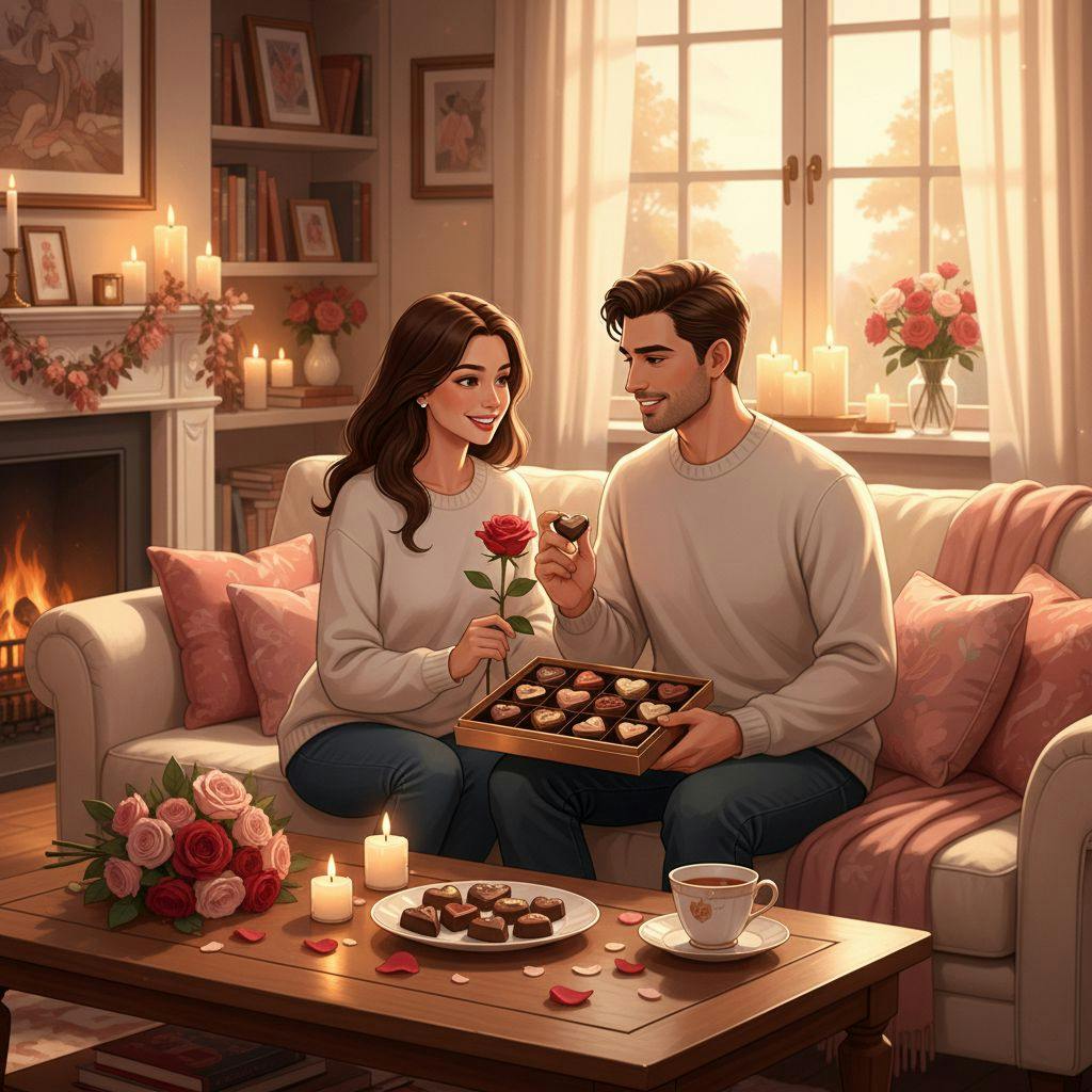 Belle illustration pour chocolats saint valentin