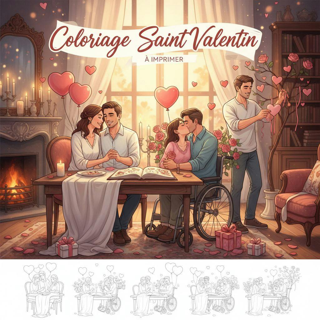 Belle illustration pour coloriage saint valentin à imprimer