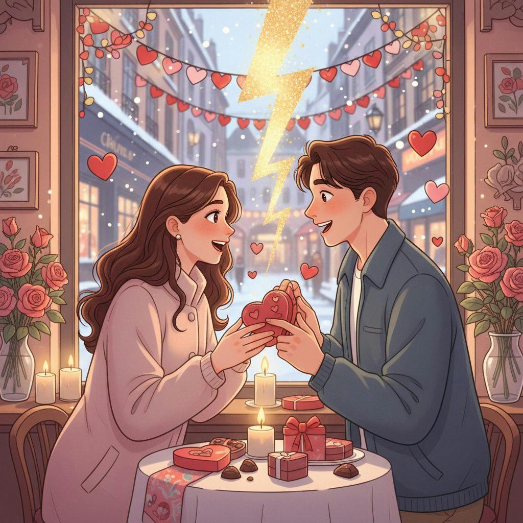 Belle illustration pour coup de foudre a la saint valentin