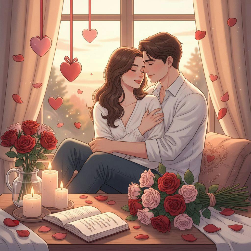 Belle illustration pour court texte poeme saint valentin