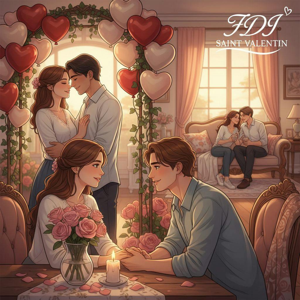 Belle illustration pour fdj saint valentin