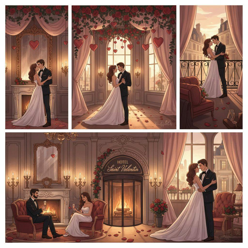 Belle illustration pour hotel saint valentin