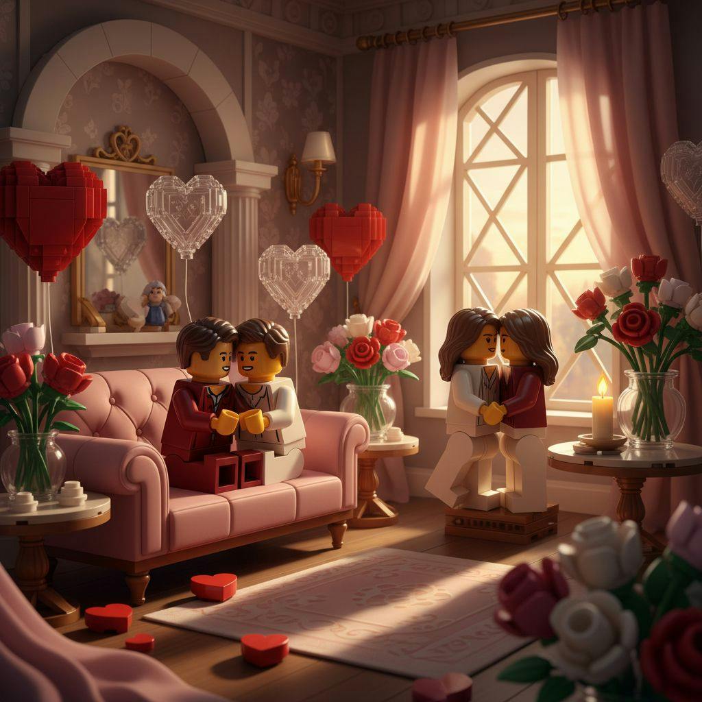 Belle illustration pour lego saint valentin