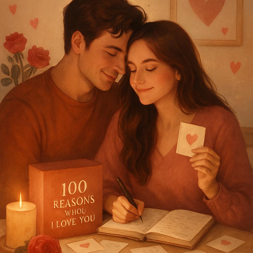 Beautiful illustration for 100 reasons why i love you gift