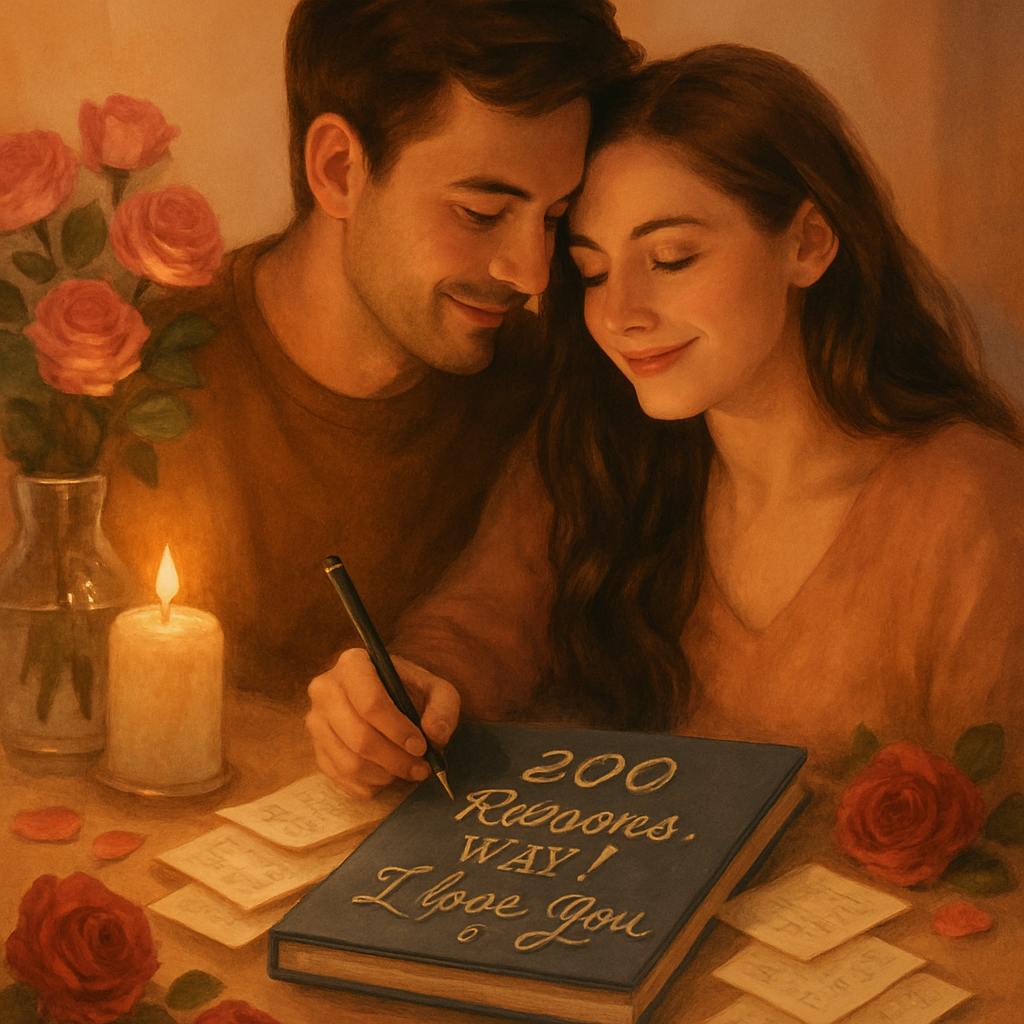 Beautiful illustration for 200 reasons why i love you